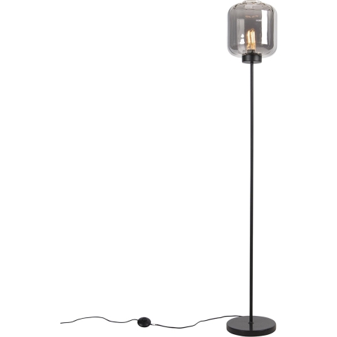 QAZQA Smart vloerlamp zwart met smoke glas incl. Wifi ST64 - Qara