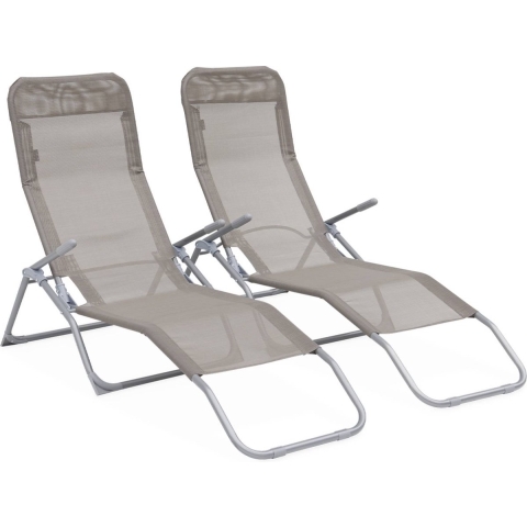sweeek - Set van 2 verstelbare tuinstoelen - Levito