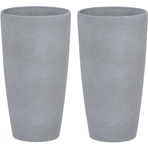 Beliani - ABDERA - Bloempot set van 2 - Grijs - Klein - Stenenmix