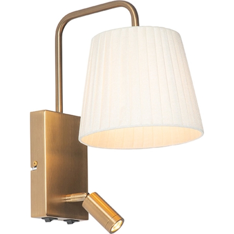 QAZQA Moderne wandlamp wit en brons met leeslamp - Renier