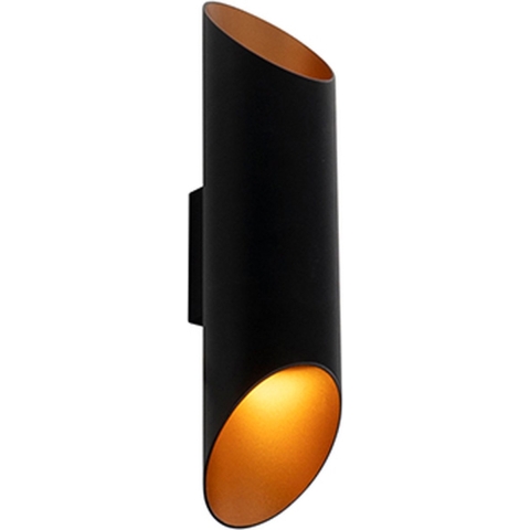 QAZQA Moderne wandlamp zwart met gouden binnenkant 9,6 cm- Organo