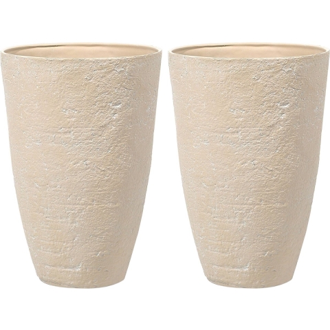 Beliani - CAMIA - Bloempot set van 2 - Beige - 51 cm - Stenenmix