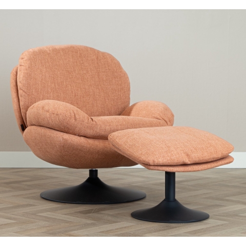 Bronx71 Draaifauteuil met hocker Isobel linnen koper