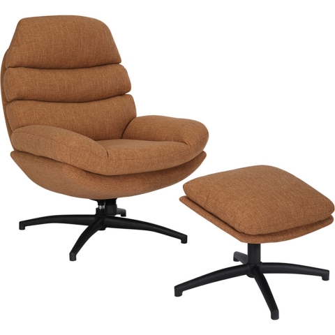 Bronx71 Draaifauteuil met hocker Palma linnen koper
