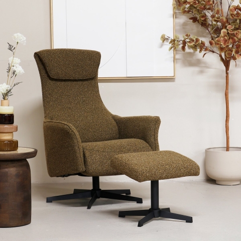 Giga Meubel - Relaxfauteuil Groen Incl. Voetenbankje - Katie