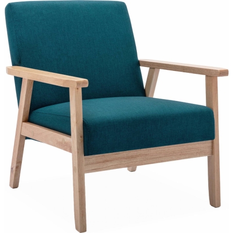 sweeek - Houten fauteuil met stoffen zitting