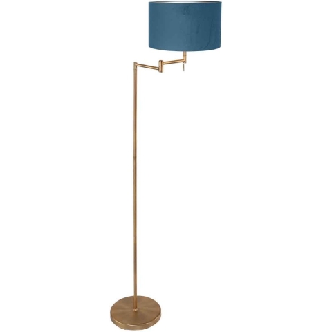 Mexlite Vloerlamp Bella Brons Lampenkap Ø 30cm Blauw E27 Fitting