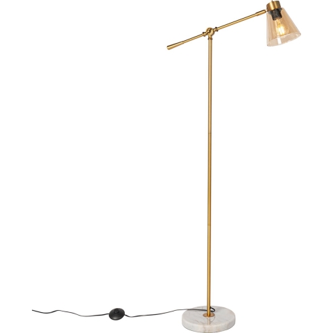 QAZQA Art Deco vloerlamp brons met marmer en amber glas - Nina