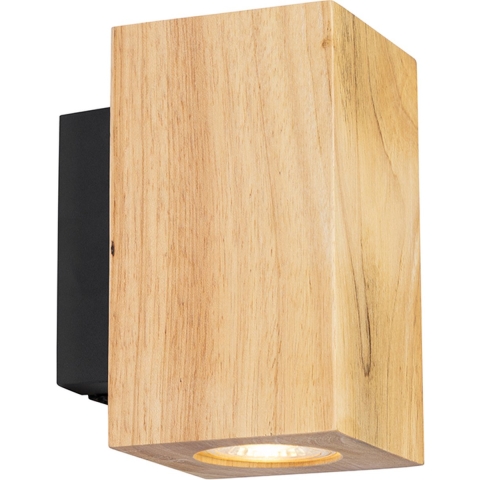 QAZQA Landelijke wandlamp hout vierkant 2-lichts - Sandy