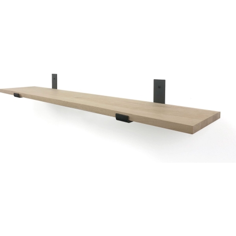 Woodbrothers Eiken 18mm wandplank recht 60x20cm + zwarte dragers
