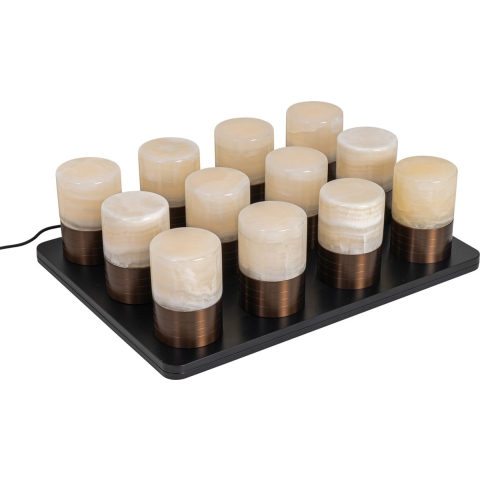 QAZQA Set van 12 tafellampen donkerbrons RGBW oplaadbaar incl.