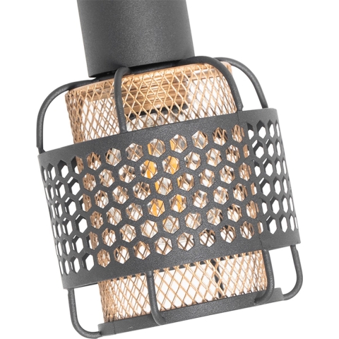 QAZQA Design plafondlamp zwart met goud 4-lichts langwerpig - Noud