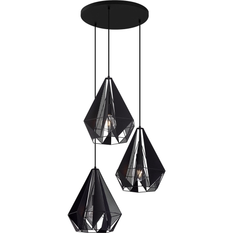 QAZQA Industriële hanglamp zwart met mesh 3-lichts - Carcass