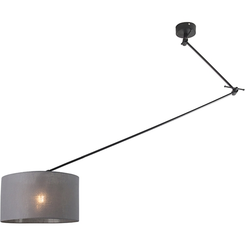 QAZQA Smart hanglamp zwart met kap donkergrijs 35 cm incl. Wifi A60 -