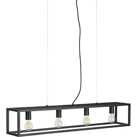 QAZQA Smart industriële hanglamp zwart incl. 4 WiFi A60 - Cage