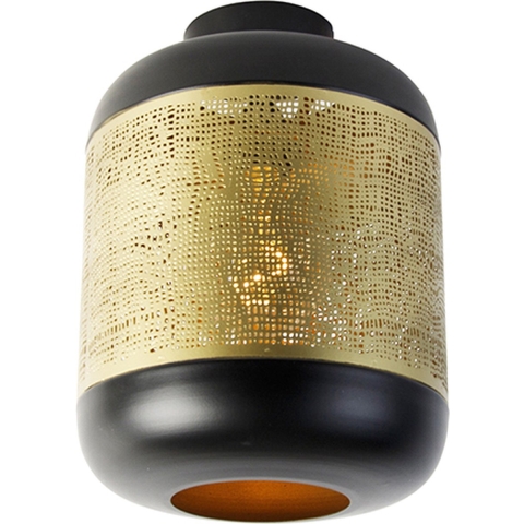QAZQA Vintage plafondlamp zwart met messing - Kayleigh