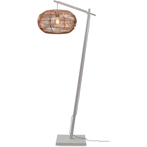 GOOD&MOJO Vloerlamp Madeira - Bamboe Wit|Rotan - 74x48x176cm