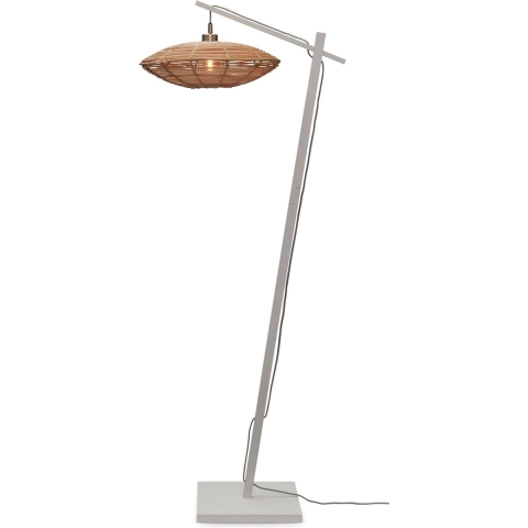 GOOD&MOJO Vloerlamp Tanami - Bamboe Wit|Rotan - 63x40x150cm