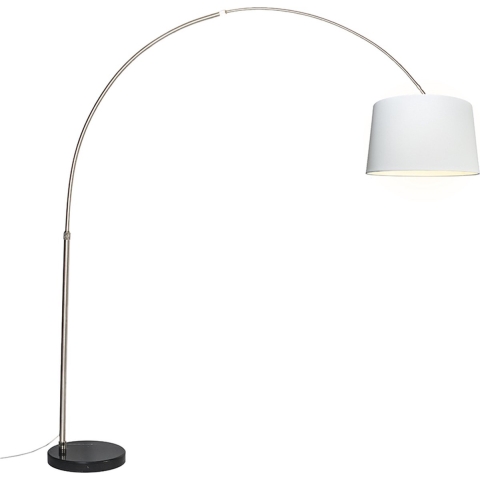 QAZQA Booglamp staal stoffen kap wit 45 cm - XXL