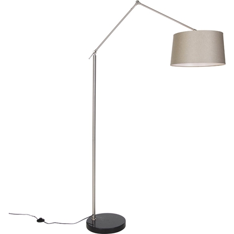 QAZQA Moderne vloerlamp staal met kap taupe 45 cm - Editor