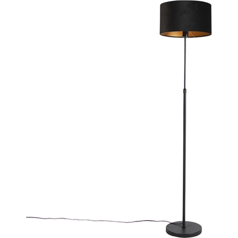 QAZQA Smart vloerlamp zwart met velours kap zwart 35 cm incl. Wifi