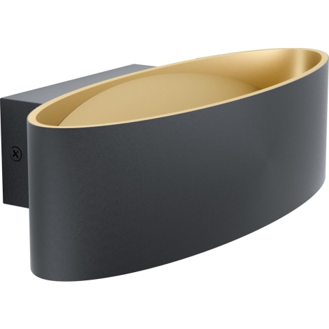 EGLO Maccacari Wandlamp - 1 lichts - LED - Zwart - Goud