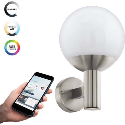EGLO connect.z Nisia-Z Smart Wandlamp Buiten- E27 - 31,5cm - Grijs