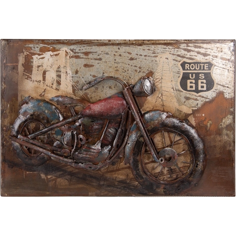 Clayre & Eef Schilderij 60x4x40 cm Bruin Ijzer Rechthoek Motor