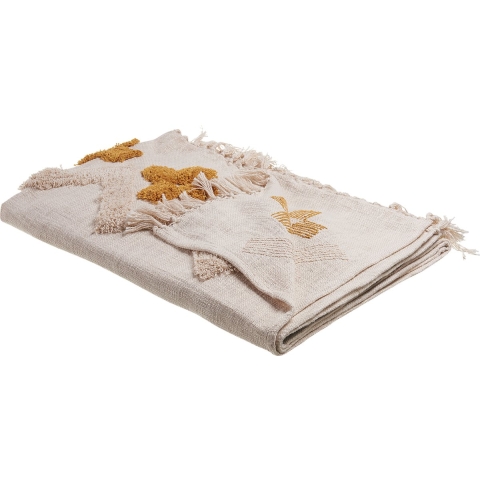 Beliani - ADONI - Plaid - Beige - 130 x 180 cm - Katoen