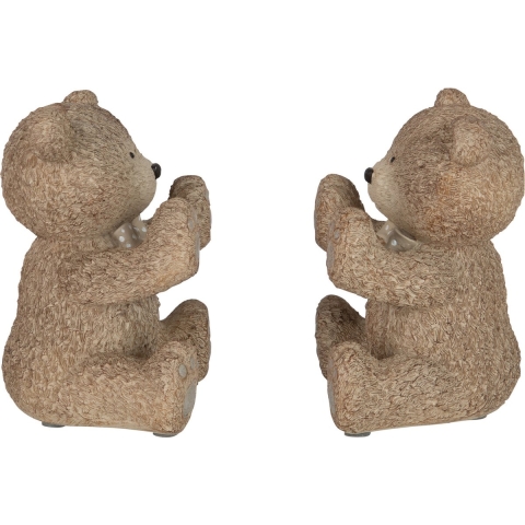 J-Line boekensteun Teddy - polyresin - lichtbruin - 2 stuks