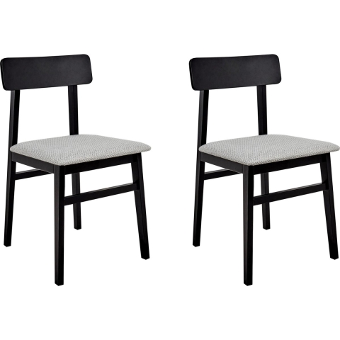Beliani-STACY-Eetkamerstoelen set van 2-Zwart|Lichtgrijs-Rubberhout
