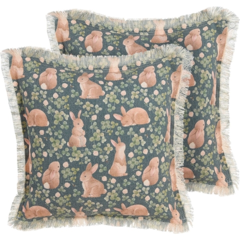 Beliani-ALSTROEMERIA-Sierkussen set van 2-Groen-45 x 45 cm-Katoen