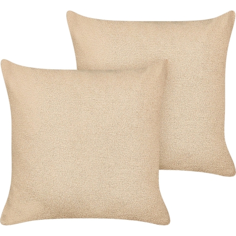 Beliani-LEUZEA-Sierkussen set van 2-Zandbeige-60 x 60 cm-Bouclé