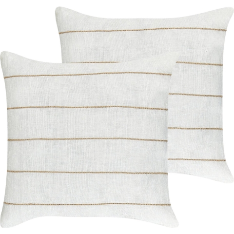 Beliani-MILAS-Sierkussen set van 2-Wit|Beige-50 x 50 cm-Linnen