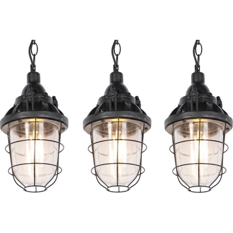 QAZQA Set van 3 industriele hanglampen zwart - Cabin