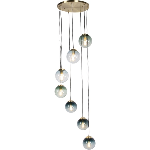 QAZQA Smart hanglamp messing 7-lichts incl. Wifi ST64 - Pallon