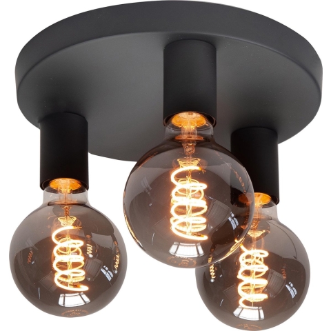 Highlight Plafondlamp Basic Zwart 3 lichts Ø 25 cm E27