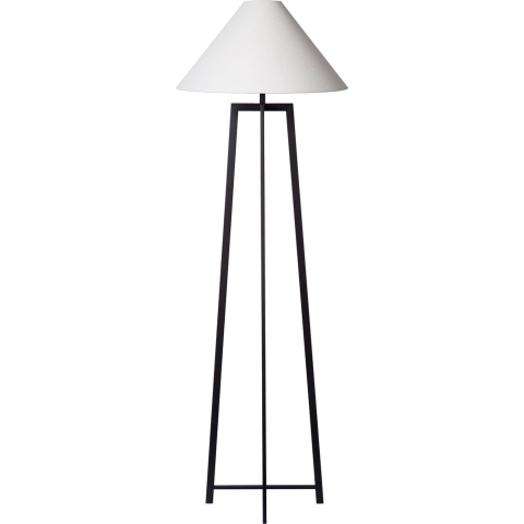 Atmooz Leoni - Staande Lamp - Zwart - Witte Linnen Lampenkap - 170 cm
