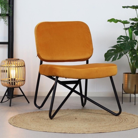 Bronx71 Velvet fauteuil Julia okergeel