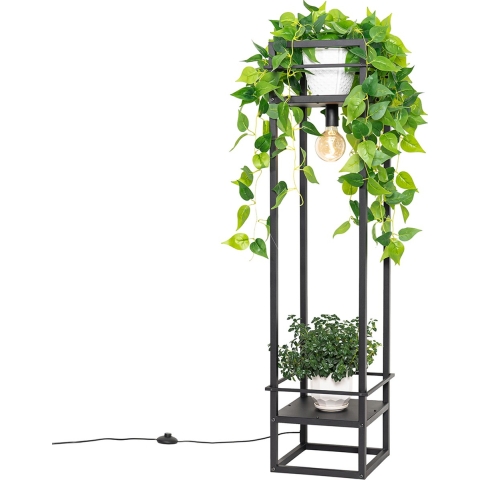 QAZQA Smart industriële vloerlamp zwart incl. Wifi G95 - Cage Rack