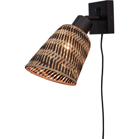GOOD&MOJO Wandlamp Java - Bamboe Zwart|Naturel - Ø15cm