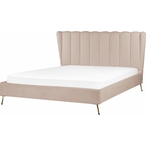 Beliani - MIRIBEL - Tweepersoonsbed - Taupe - 160x200 - Fluweel