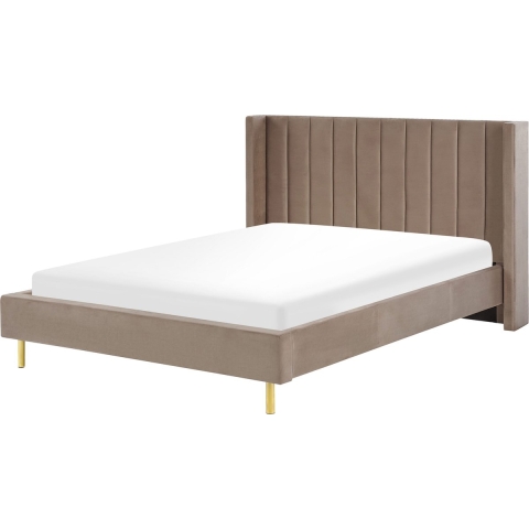 Beliani - VILLETTE - Tweepersoonsbed - Taupe - 160 x 200 cm - Fluweel
