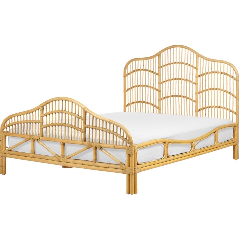 Beliani-DOMEYROT-Tweepersoonsbed-Lichtbruin-140 x 200 cm-Hout