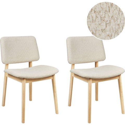 Beliani - BLANE - Eetkamerstoel set van 2 - Lichthout|Wit - Rubberhout