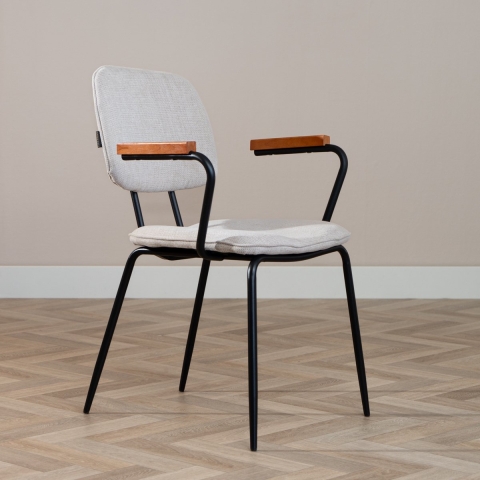Bronx71 Scandinavische eetkamerstoel Oskar beige gerecyclede stof
