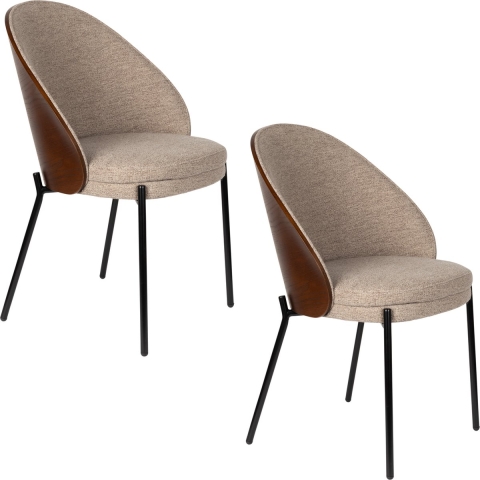 Dutchbone Rodin Eetkamerstoelen Hout - Set van 2 - Beige