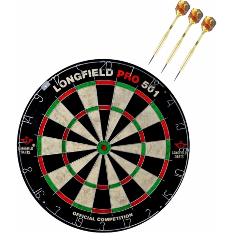 Dartbord set compleet van 45.5 cm met 3x Bulls dartpijlen van 23 gram -