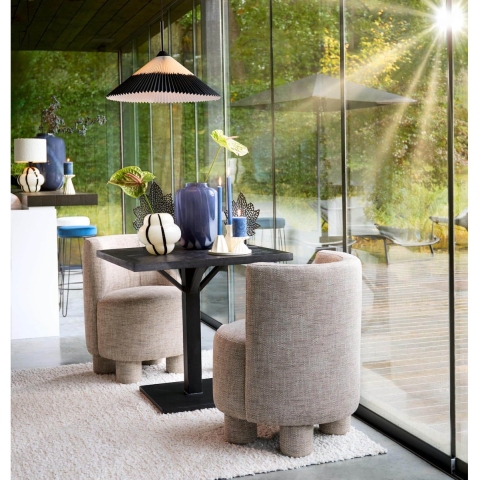 Light & Living Light&living Hanglamp Ø60x23 cm PLEATED zwart+naturel