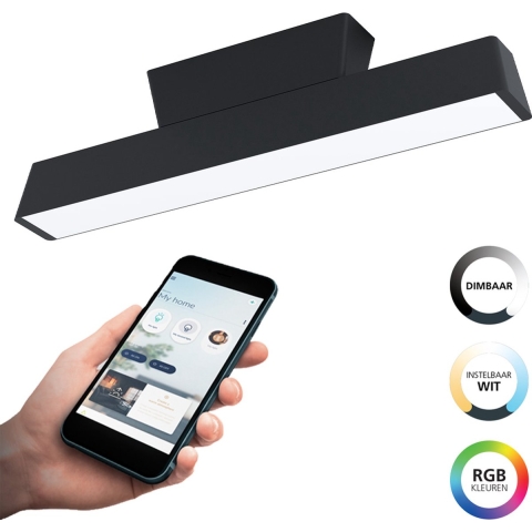 EGLO connect.z Simolaris-Z Smart Plafondlamp - 47 cm - Zwart - RGB
